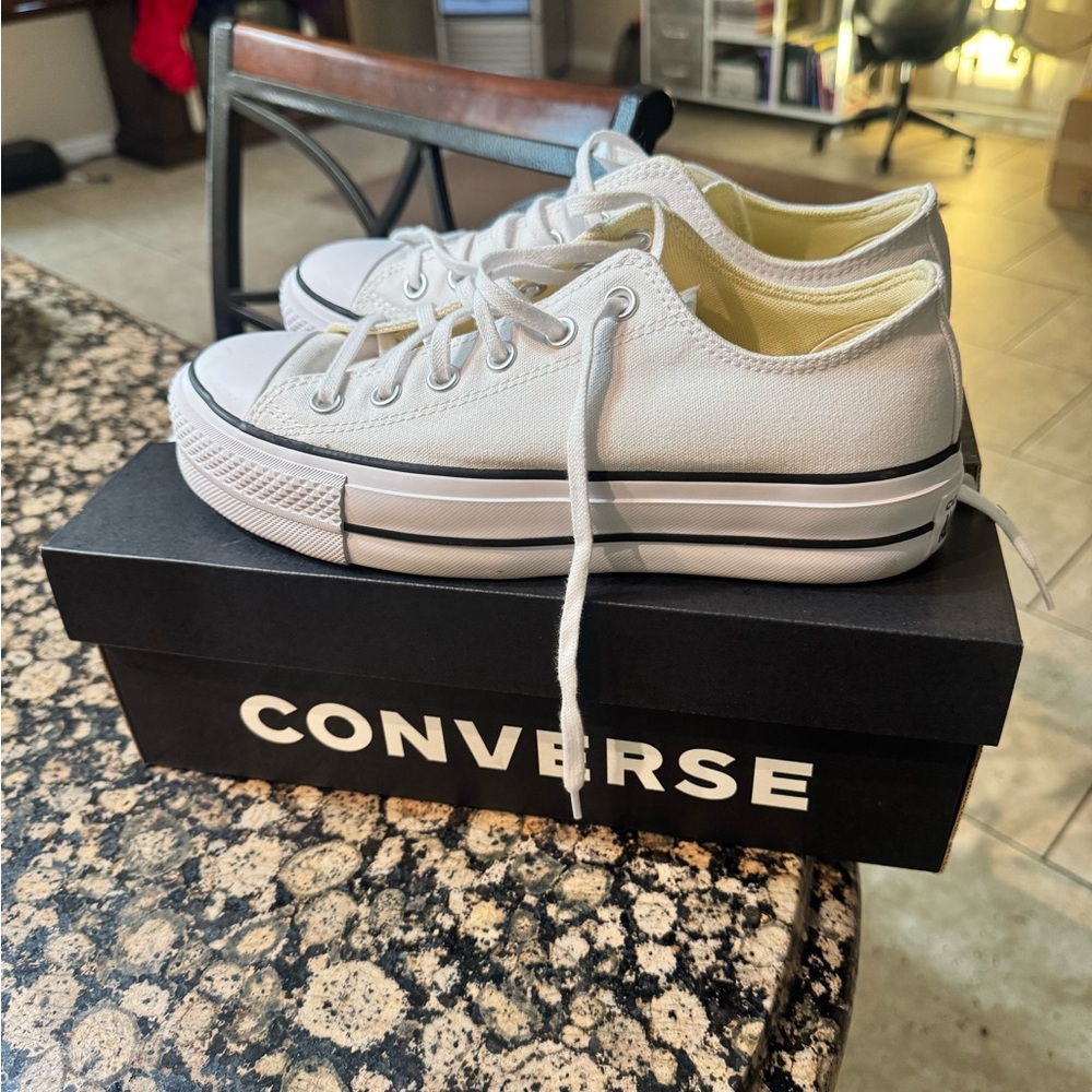 Converse All Star White and Black Platfotm Sneakers